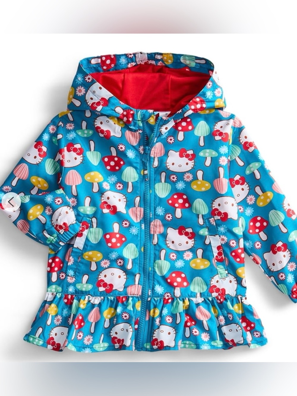 BRAND BEW Hello Kitty Peplum Hooded Rain Jacket Size 4T